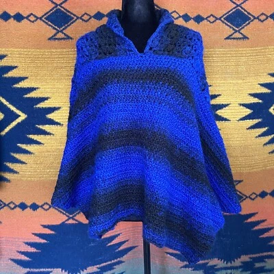 Vintage Artisan Made Knit Poncho. Excellent Condition. OSFM. Collar. Beautiful! - Image 1 of 4
