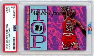 1995 Hoops MICHAEL JORDAN Chicago Bulls TOP TEN Tough Insert Card # AR7 PSA 9