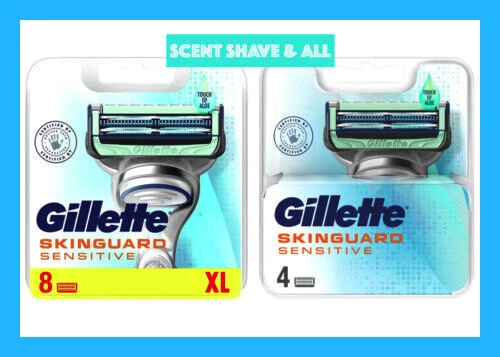 Gillette SKINGUARD Sensitive Shaving Razor Blades NEW 100% Genuine FAST FREE P&P