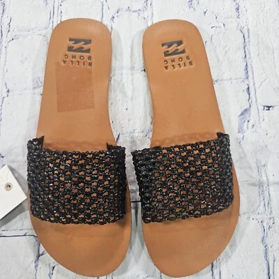 Billabong MUJER TALLA 9 Sandalias Trenzadas Siesta Toboganes Negras Playa Viaje Foto 1 de 4
