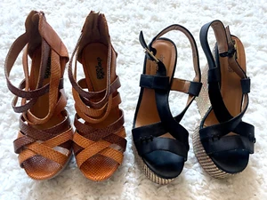 Charlotte Russe Women's Lot of 2 Strappy Wedge Heel Size 6 - Picture 1 of 15
