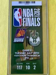 2021 NBA FINALS 7/20/21 Ticket Stub Phx Suns vs Milwaukee Bucks SPIEL 6 Clincher! - Bild 1 von 3