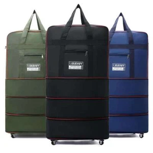 Large 28" Expandable Wheeled Duffle Bag Foldable Rolling Luggage Travel Suitcase - Picture 1 of 15