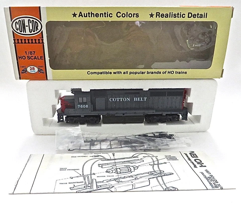 HO Gauge Con-Cor Cotton Belt GP40 Powered Diesel Cab 7606 New Old Stock Low Ship - Image 1 of 4