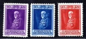LIECHTENSTEIN 1933 SCOTT # 111-113 PRINCE FRANCIS MINT NEVER HINGED - Picture 1 of 2