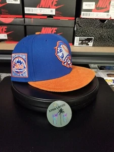 Exclusive New Era 59FIFTY New York Mets Fitted Hat 7 3/4 Corduroy Brim - Picture 1 of 6