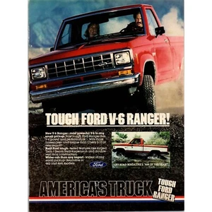 Ford V-6 Ranger Truck Vtg Magazine Print Ad Full Page Built Tough Pickup 80s - Picture 1 of 7