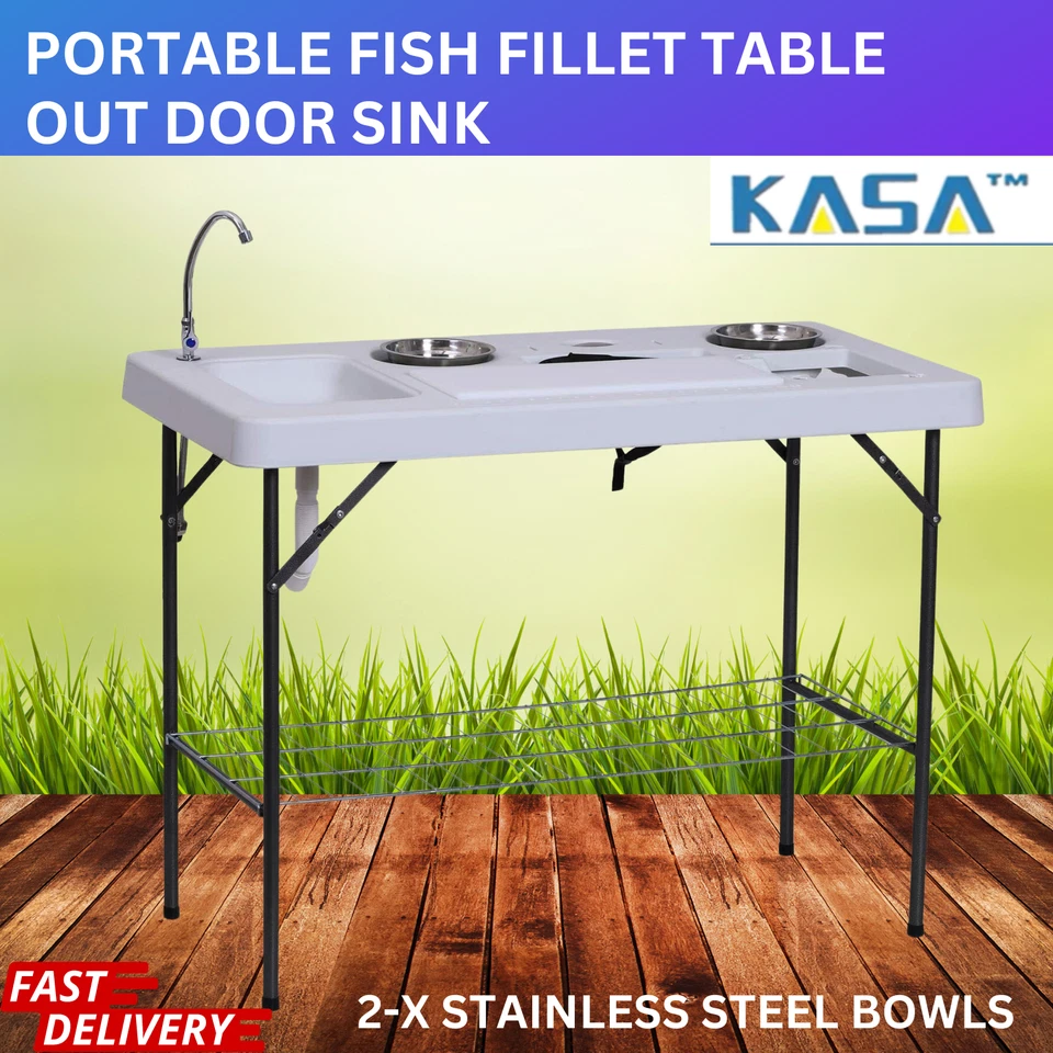 Fish Portable Fillet Table Kitchen Sink Camping Barbecue Outdoor Caravan BBQ