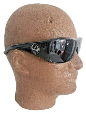 Vtg Calavera Black Oversized Oval Wrap Sunglasses Y2K Nostalgic Shades READ DESC - Image 1 of 4