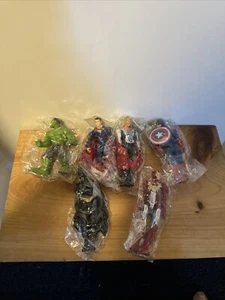 Marvel Avengers Super Heroes Action Figures Collection 6 Cake Toppers Sealed Bag - Picture 1 of 3