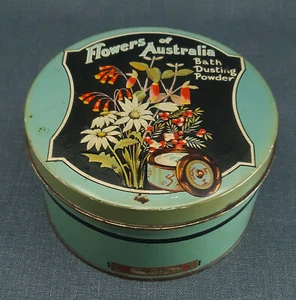 c.1920's ~Large "Flowers of Australia" Bath Dusting Powder Tin - Picture 1 of 6