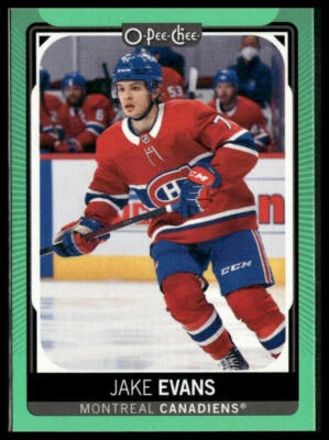 2021-22 O-Pee-Chee #294 Jake Evans Neon Green Border #14/50 - Image 1 of 2