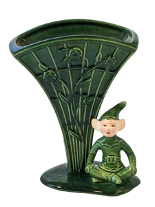 Vintage Treasure Craft Pixie Elf Fan Shaped Vase Mid Century - Picture 1 of 13
