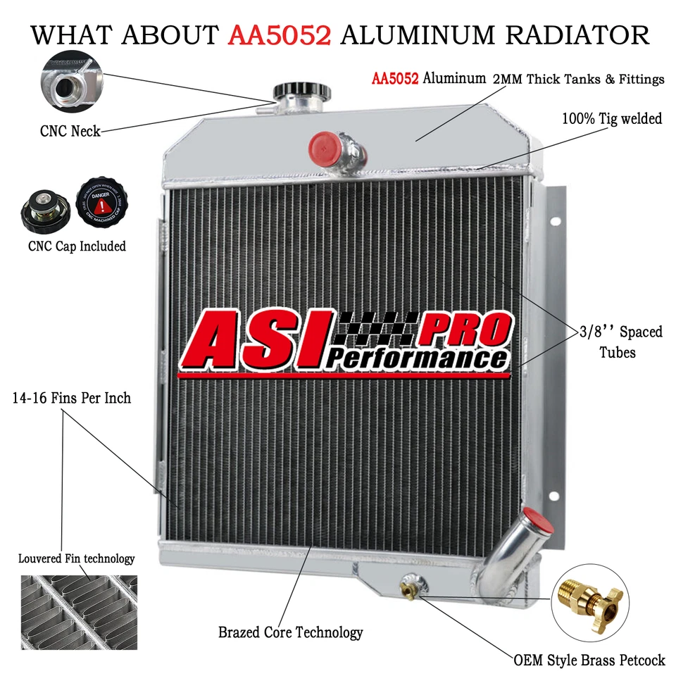 4 Rows Aluminum Radiator For 1965 -1971 1967 Jeep CJ5 CJ6 DJ5 DJ6 Buick 225 V6 - Imagem 1 de 4