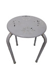 Modern Metal Shower Bench Stool Plant Stand Patio Round Side Table Flowers Gray