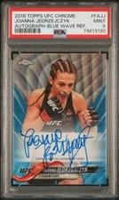 2018 Topps Chrome UFC Joanna Jedrzejczyk On Card Auto Blue Wave /75  *PSA 9*