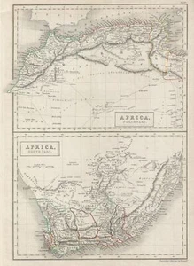 1840 Black Map of South Africa and North Africa - Picture 1 of 1