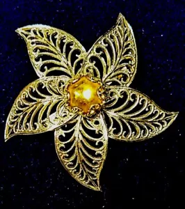 Vintage Gold Tone Filigree Starfish Pin Made In Germany Mark #324 - Picture 1 of 5