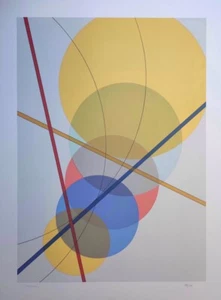 Luigi Veronesi, Composizione92 (cerchi), litografia,60x80cm, astratto geometrico - Foto 1 di 1