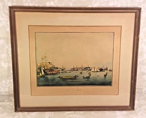 Ant French "Vue De Boston" Harbor Print in Frames by Engraver Ambrose Garneray - Picture 1 of 9
