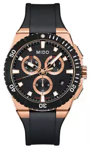 Mido Ocean Star Captain Chronograph Gold PVD Rubber Men Watch M023.417.37.051.00 - Picture 1 of 3