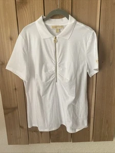 Michael Kors White polo Short Sleeve Top Size L NWT - Picture 1 of 3