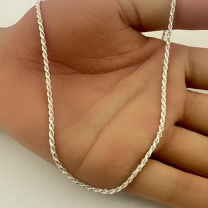 Vintage 925 Sterlingsilber Italienisch Diamantschliff Seil Kette Halskette 24" (16,9 g) - Bild 1 von 6