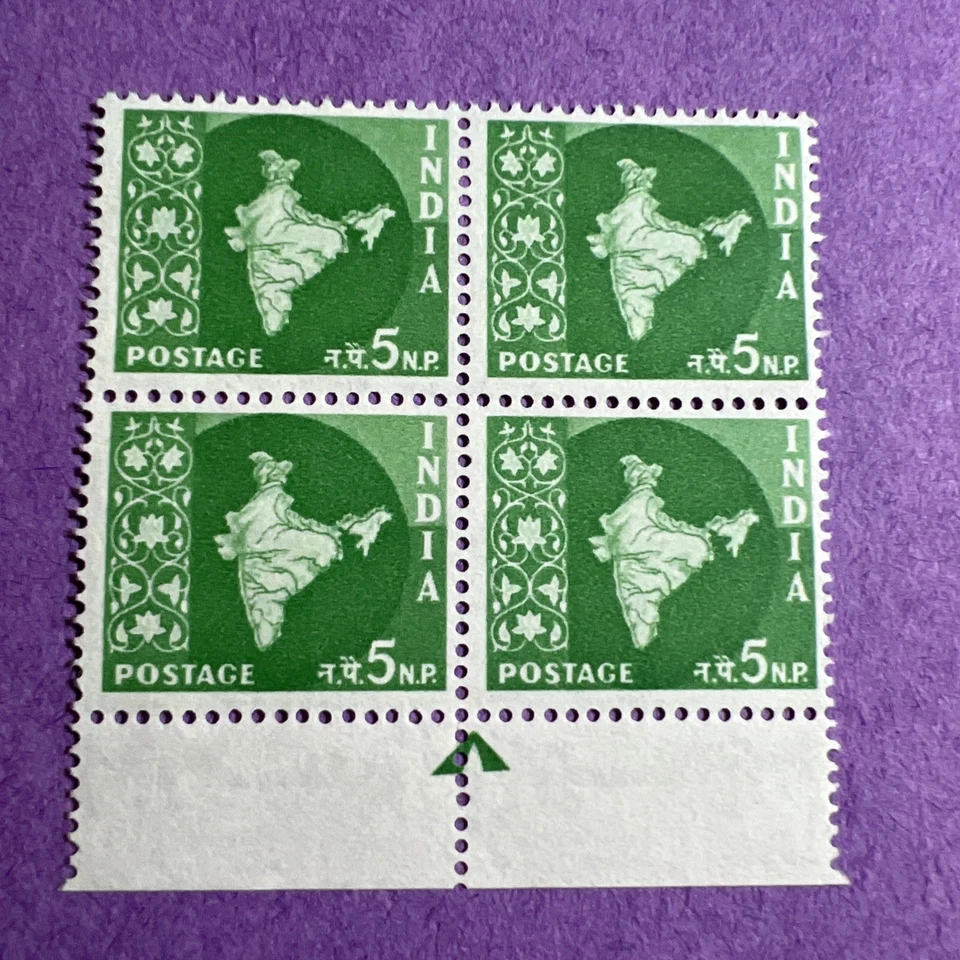 India 1957 - MNH Scott 278. Bloque de 4. Mapa de India. Foto 1 de 1