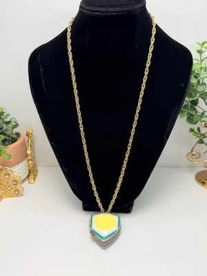 Collar Colgante Medallón Corazón Lucite Multicolor Vintage Diseño Retro Único Foto 1 de 4