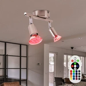 RGB LED Plafoniera Argento Lampada da Cucina Spegnibili Cambiacolore Regolatore - Foto 1 di 12