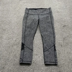 Lululemon Hose Damen 8 schwarz weiß gemustert Laufen kurze Leggings sportlich - Bild 1 von 8