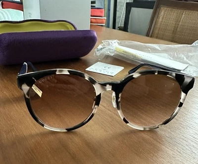 NUEVO GUCCI Core GG0416SK 004 Gafas de sol redondas Habana a rayas para mujer 55 mm Foto 1 de 4