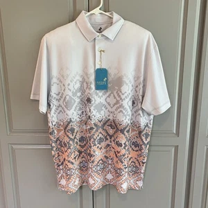 New w/$98 tag Caribbean by Roundtree Yorke Modern Floral White Grey Salmon Large - Picture 1 of 6