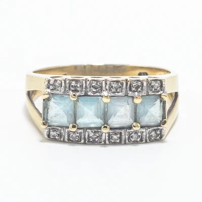 Topaz & Diamond Designer Ring 9ct Yellow Gold Q 1/2 - Image 1 of 4
