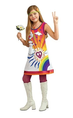 FATO SEMANA DO LIVRO VESTIDO FANTASIA SUNSHINE DREAMER HIPPIE MENINAS CRIANÇA DÉCADA DE 1960 - Imagem 1 de 2