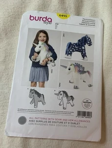 Burba Style Sewing Pattern Horse And Unicorn Finished Size 12” 6495 - Picture 1 of 1