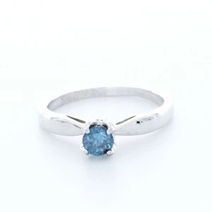 0.85ct tw Blue SI2 Round Cut Natural Certified Diamonds Plat Engagement Ring - Picture 1 of 15