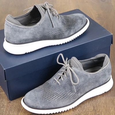 Cole Haan 2.ZeroGrand Para hombres 7M Gris Gamuza Corte Láser Suela Blanca USADA 1X Foto 1 de 4
