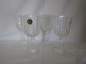 Cristal D'Arques Longchamp Wine Goblet Glasses 24% Lead Crystal 5 3/4oz Set of 4 - Picture 1 of 9
