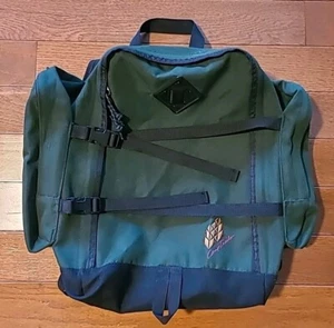 Vintage Camp Trails Hiking Backpack Green Nylon Canvas Side Pockets - Picture 1 of 11