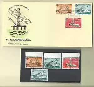 SEYCHELLES ZIL ELWAGNE SESEL 1982 OFICIAL FDC y montado sin montar o nunca montado sc 33-35 y 34 invis wmk - Imagen 1 de 1