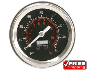VIAIR 90088 Air Pressure 2" 52mm PSI Gauge Meter 160psi Black Face Light NIB - Picture 1 of 3
