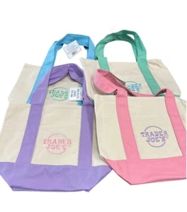 Trader Joe’s Spring Mini Bolso de Mano de Lona Pastel Conjunto de 4 Colores Nuevo con Etiquetas - Imagen 1 de 7