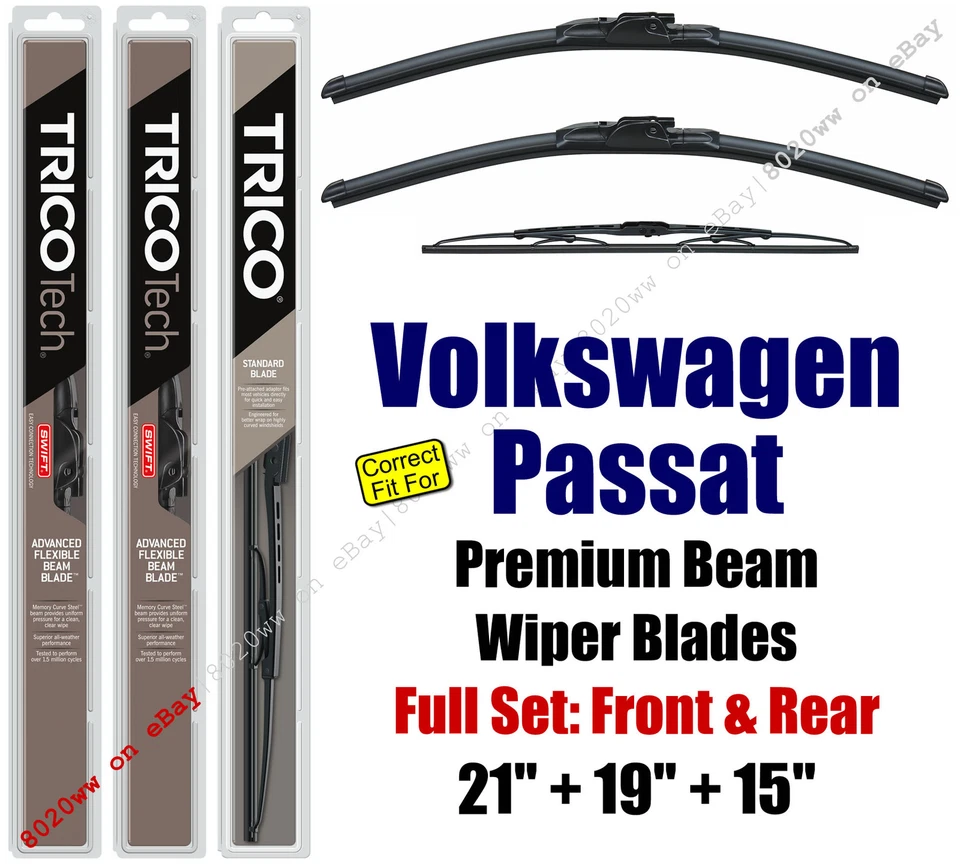Limpiaparabrisas 3pk Premium ajuste delantero + trasero 2003-2004 Volkswagen Passat 19210/190/30150 Foto 1 de 1