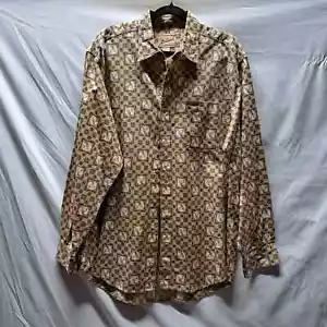 Woolrich Orginal Outdoor Men's Button Down Long Sleeve Tan Deer Buck Print LG - Picture 1 of 9