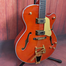 L5 Hollow Body Electric Guitar Orange Archtop Flamed Maple Top Fast Delivery for sale