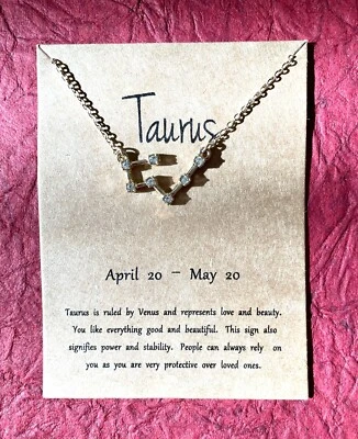 金牛座黄道十二宫标志镀金项链星座立方氧化锆 — 第 1/4 张图片