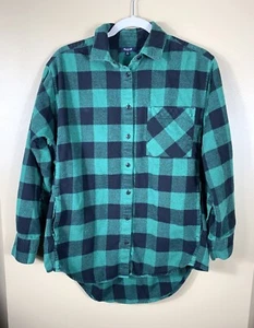 Madewell Green Buffalo Plaid Flannel Shirt Women's SZ M Button Down With Pockets - Picture 1 of 13