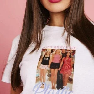 New Skinnydip Mean Girls t shirt tee cold shiny hard plastic y2k cute small 8 10 - Picture 1 of 3