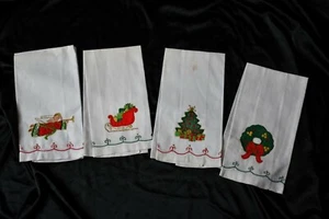 Lote de 4 Toallas de Mano de Té Algodón Lino Navidad Alto Hilo Conteo Ángel - Imagen 1 de 3